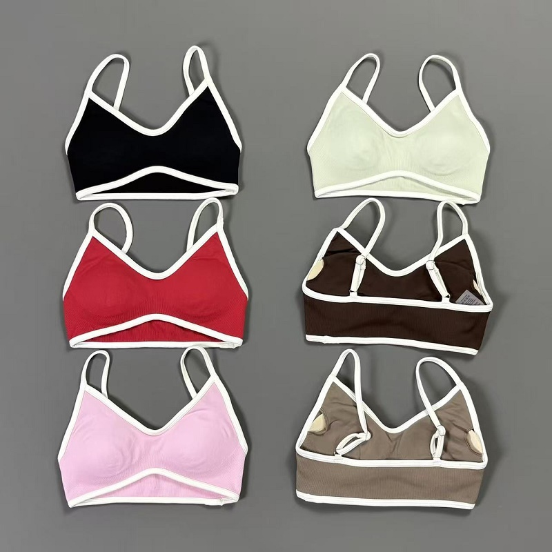 Sports Bra Racerback - Bra Yoga Wanita Contrastline V Neck