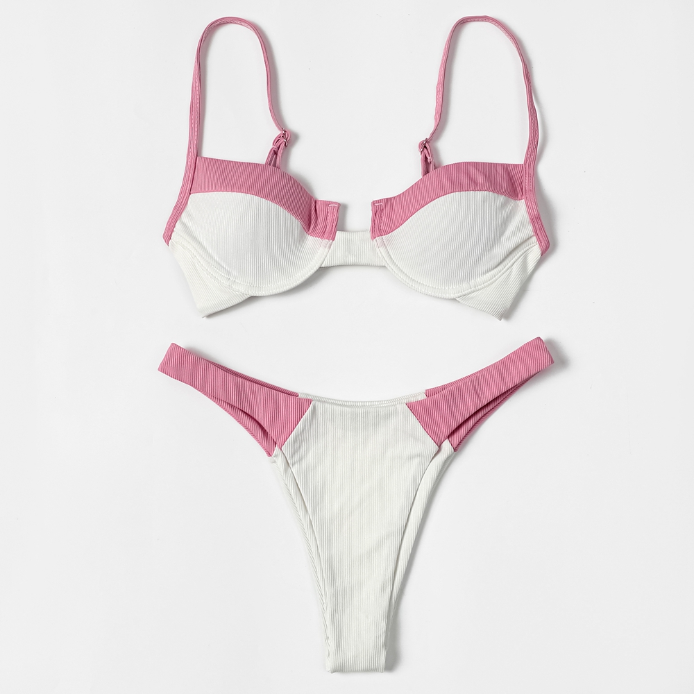 Underwire Bra Padded - ZTVitality Bikini Seksi Sambungan Bergaris 2022