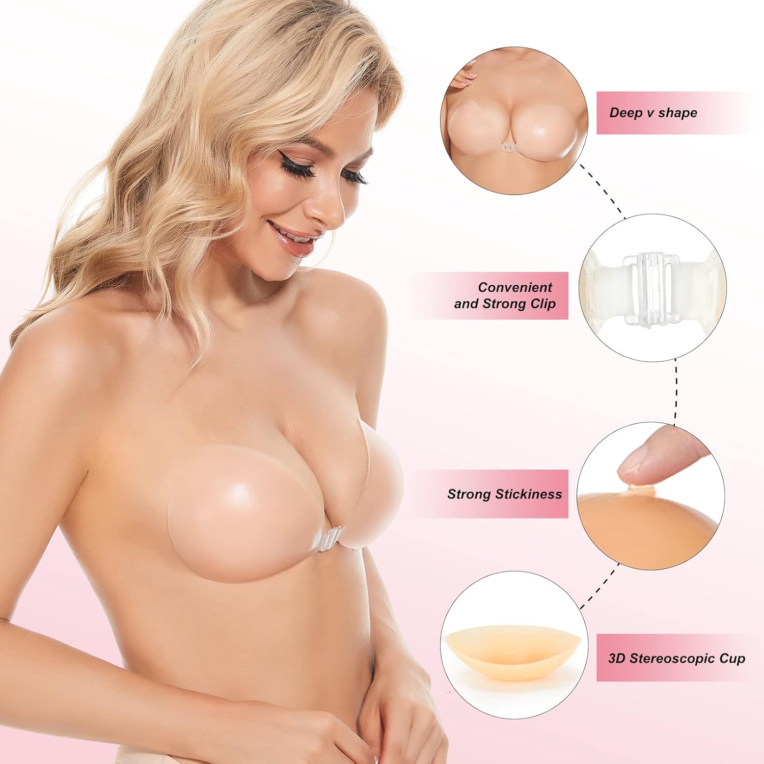 BH perekat push up tanpa tali, - Strapless Bra Adhesive ulasan dan harga