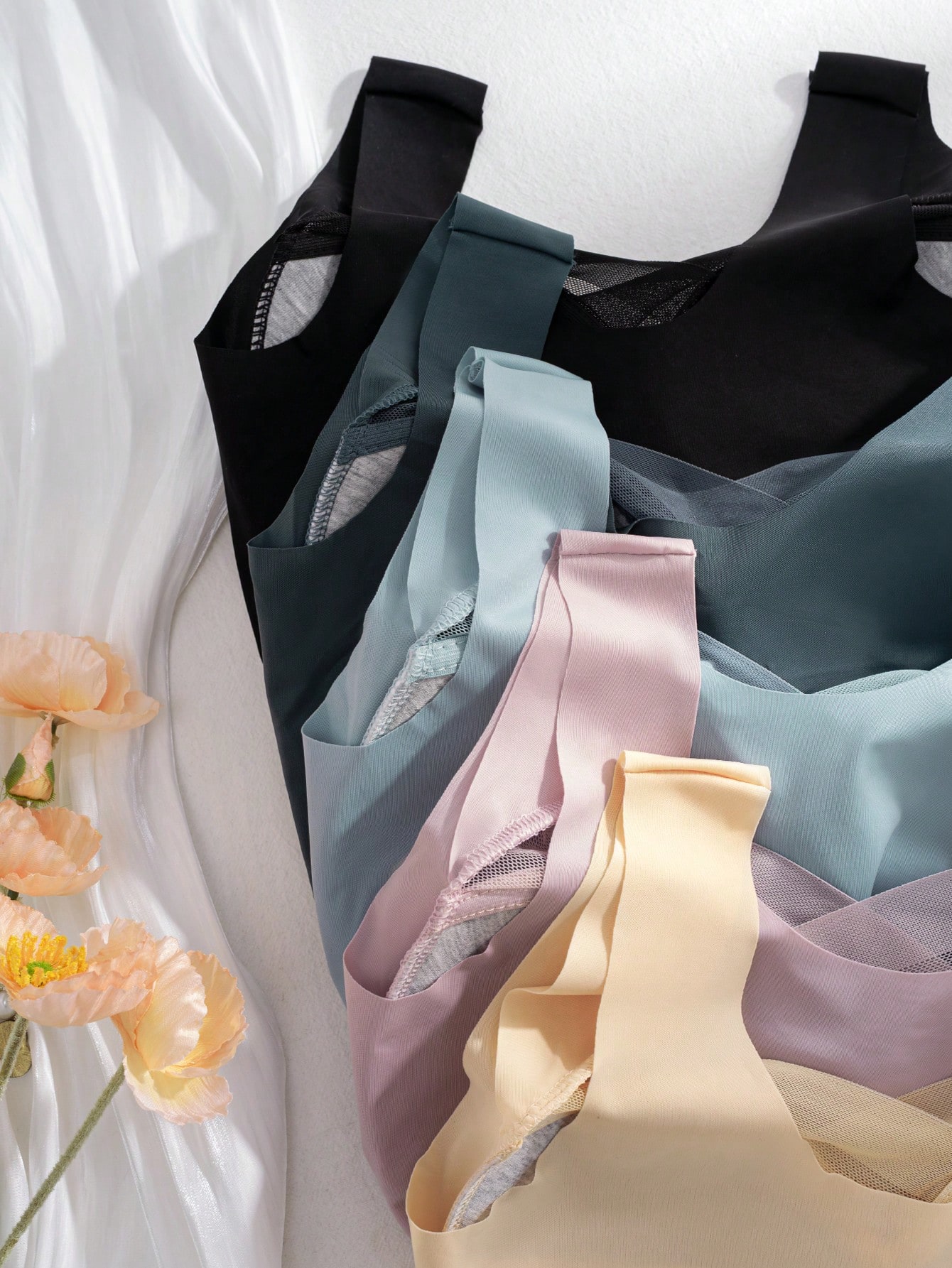 5pcs Bra Wanita Tanpa Kawat Ba - Sleep Bra Bralette ulasan dan harga